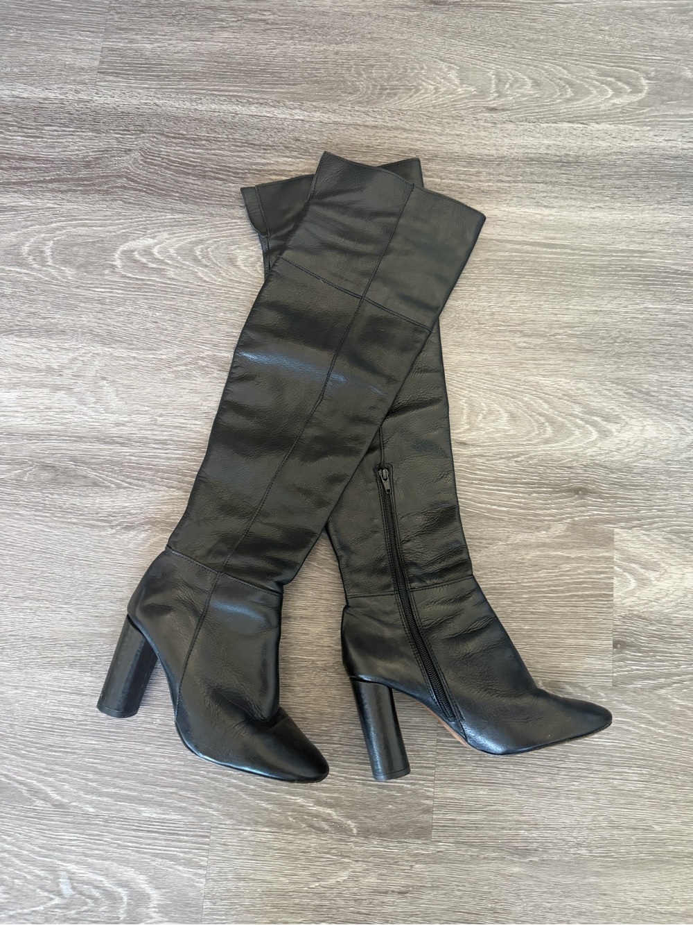 Black Over-the-Knee Heeled Boots - Women